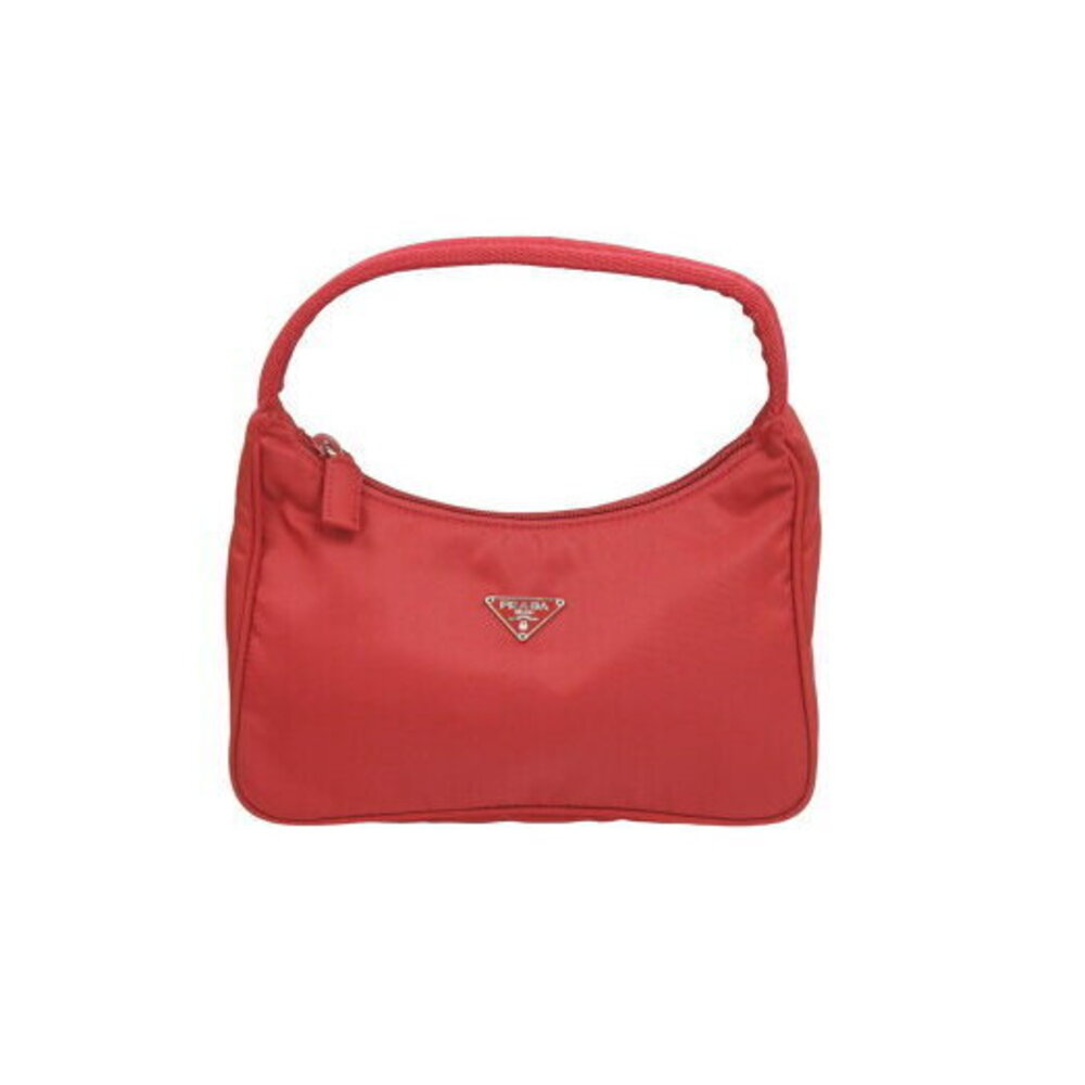 Prada Hobo Handbag Pouch Triangle Logo Nylon Red